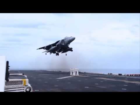 AV 8B Harrier Emergency Landing Without Nose Gear  Amazing Display Of Skill!