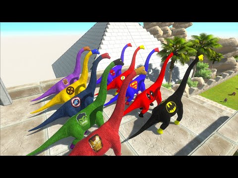CHAMPIONS RACE X10 BRACHIOSAURUS SUPERMAN & BATMAN & SPIDERMAN - Animal Revolt Battle Simulator