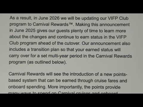 Thumbnail for Carnival Cruise Ending VIFP Frequent Sailing Club: Goodbye Platinum and Diamond and Goodbye Me...