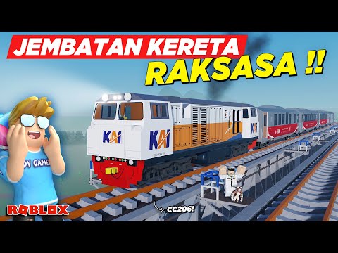 NAIK KERETA API FULL INTERIOR KE JEMBATAN RAKSASA DI ROBLOX !! REVIEW GAME KAI - Roblox Indonesia