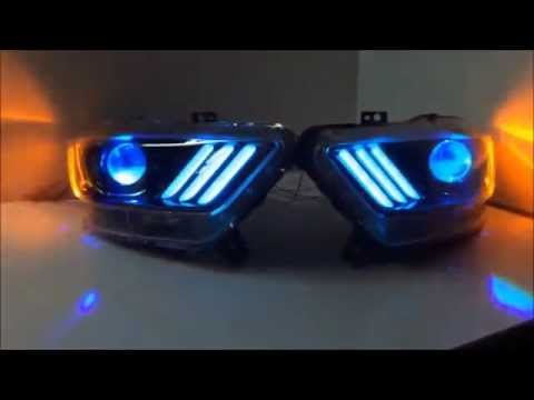 Custom Headlights | 2015 Ford Mustang with Color Changing LEDs, Demon Eye & Sequential Turn Signals