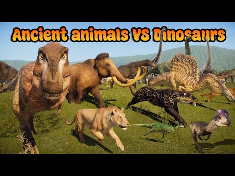 Ancient Animals VS Dinosaurs Animals Race in Prehistoric Kingdom included Mammoth, Smilodon, T-Rex