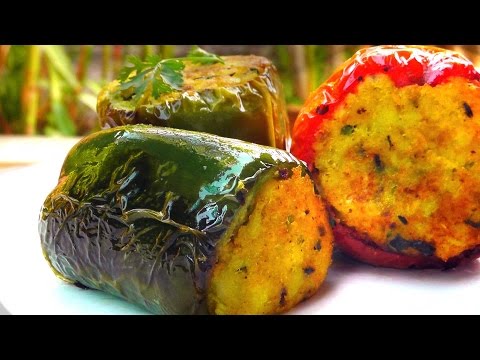 Indische gefüllte Paprika - Vegan Vegetarisches Rezept