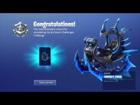 Fortnite unlocking the free (WINTER'S  THORN) glider (ICE STORM CHALLENGES)