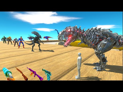 TEK-REX vs 3x T-REX HERO RESCUE MISSION - Animal Revolt Battle Simulator