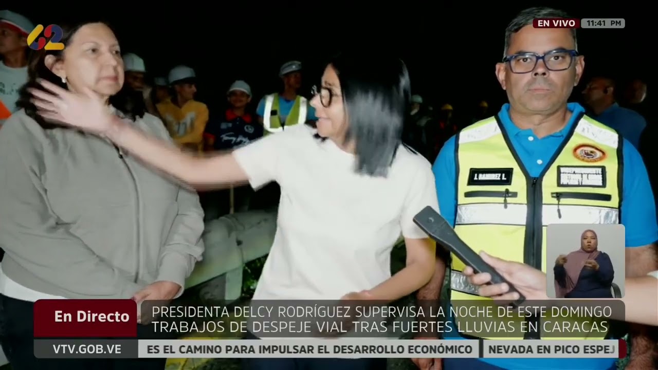 Delcy Rodríguez este domingo en la noche, supervisión trabajos tras lluvias, 23 agosto 2026