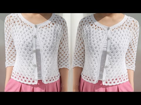 💯😍 Beautiful Crochet Cardigan pattern 🤩 sweater pattern super easy Top blouse 🤩*stitch only