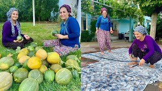 KÖY EVİ HALI YIKAMA 🥰 KAVUN HASADI | LEZZETLİ YEMEKLER YILIN EN GÜZEL BİBERİ Köy
