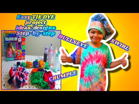 How to Tie-Dye using be you kit easy step-by-step designs bullseye, swirl, crumple arts and crafts.