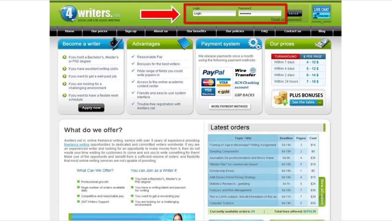 4writers.net Website User's Manual