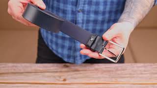 Класичний брючний чоловічий ремінь із натуральної шкіри Grande Pelle 21451 синій