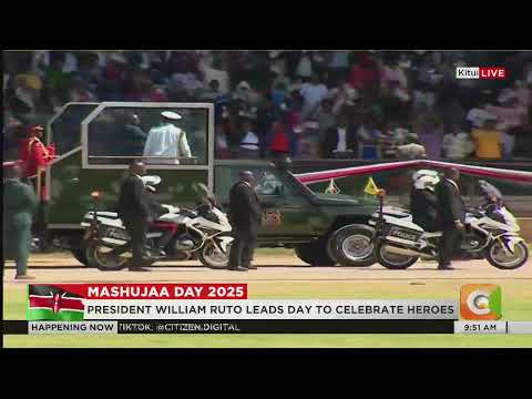 President Ruto's arrival at Ithookwe Stadium, Kitui, to lead Mashujaa Day 2025 Celebrations
