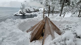 Hot Tent Camping in CRAZY Blizzard (Rescuing Trapped Drivers & Almost Getting Trapped My Self)