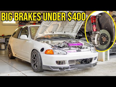 Honda Civic Big Brake Kit Using Mini Cooper Brake Rotors! (INSANE BUDGET)