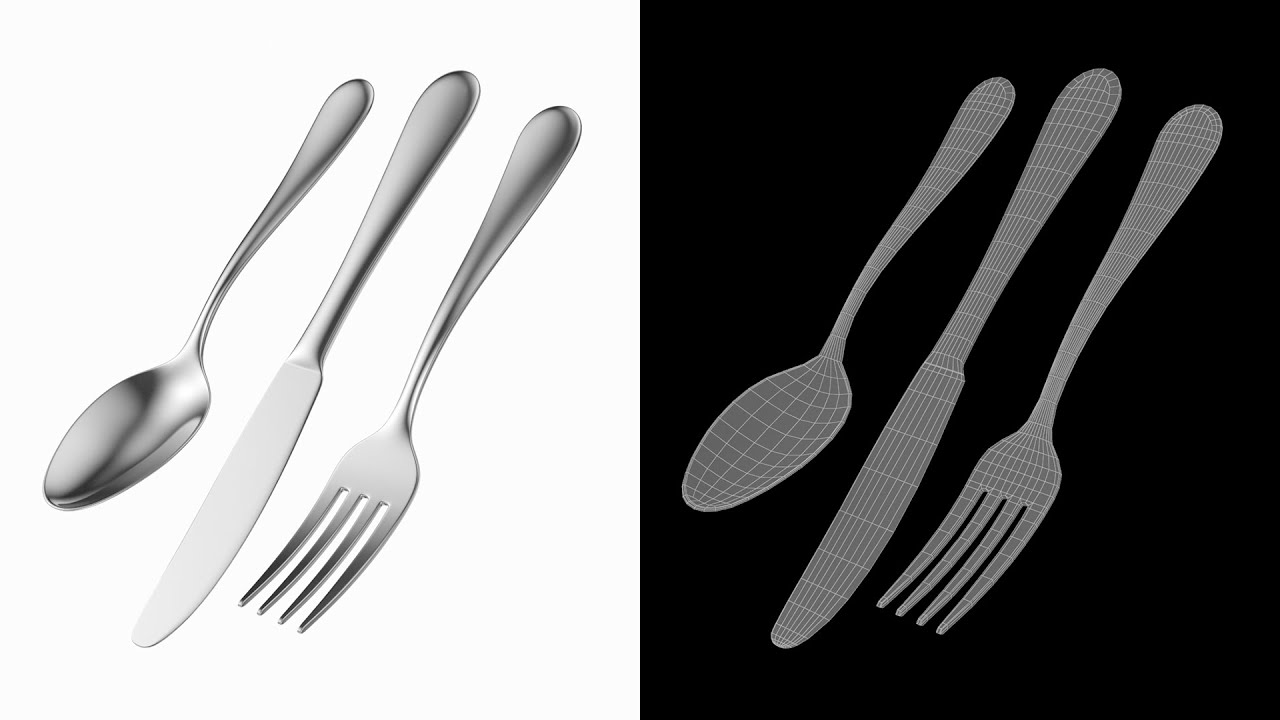 Mesa Jantar Faca Garfo Colher Talheres Gen&eacute;ricos Modelo 3D