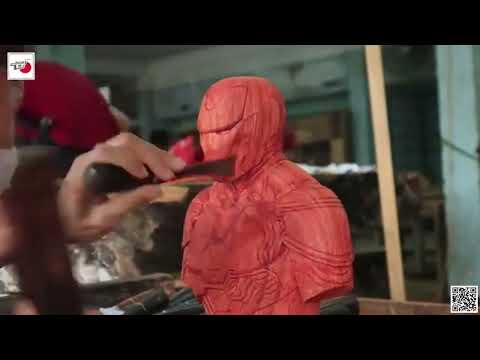 How to Carve Iron Man Mark L   Sculpture Timelapse   Woodart Vietnam