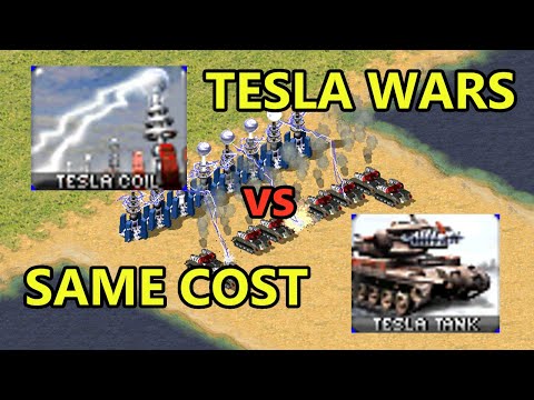 Tesla Tanks vs Tesla Coils [Same Cost] - Red Alert 2