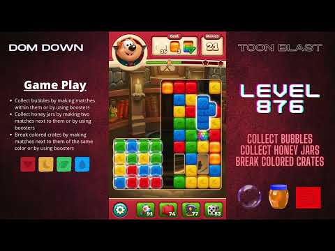 Toon Blast 🟥🟨🟦 / Level 876 / Dom Down
