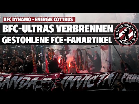 Chaos & Tumulte: BFC-Ultras verbrennen gestohlene Fanartikel von Cottbus! (Spielunterbrechung)