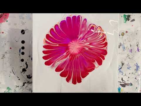 Triptych strainer acrylic pour pour on a lazy susan