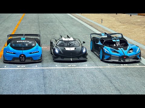 Bugatti Bolide vs Koenigsegg Jesko Absolut vs Bugatti Vision GT at Highlands
