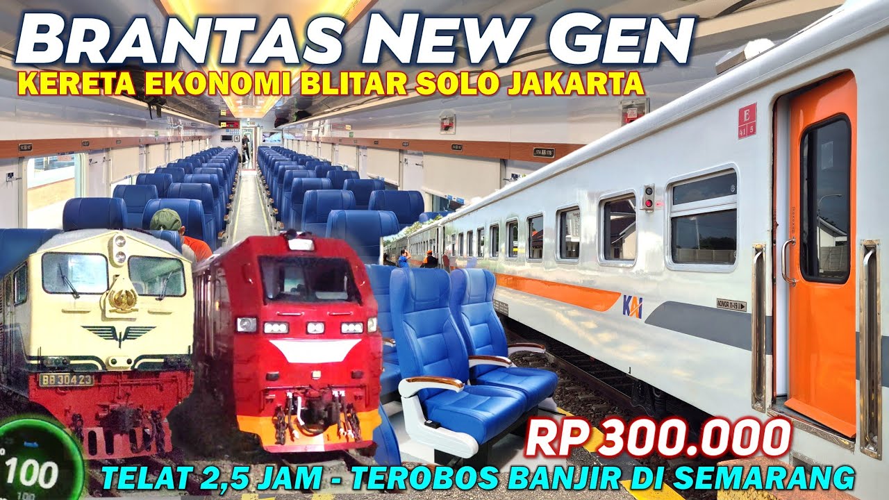 KERETAKU TEROBOS BANJIR SEMARANG !! Trip KA Brantas Ekonomi New Generation, Tiket Murah 300 Ribuan !