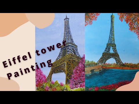 Easy #Eiffel tower Acrylic painting/#Paris  painting for beginners