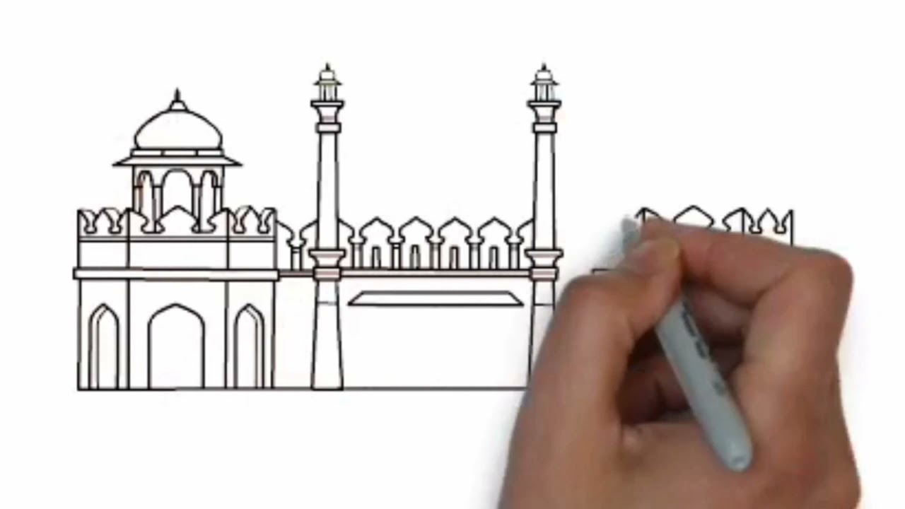 Islamic Background Video No Copyright - Mosque Making White Board Animation