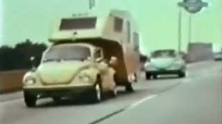 VW Beetle tows fifth wheel travel trailer