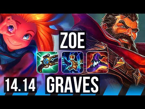 ZOE vs GRAVES (MID) | 14/0/3, Legendary, 6 solo kills, 800+ games | EUW Diamond | 14.14