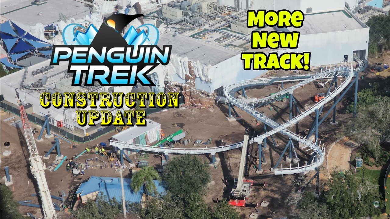 SeaWorld Orlando Penguin Trek Prototype Roller Coaster Construction Update 1.2.24 More Track Added!