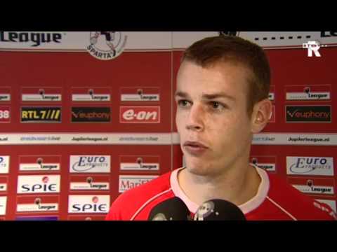 Sparta-aanvoerder Jeroen Veldmate na de winst op Cambuur
