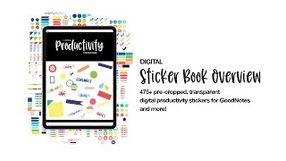 Colorful Productivity Digital Sticker Book Overview