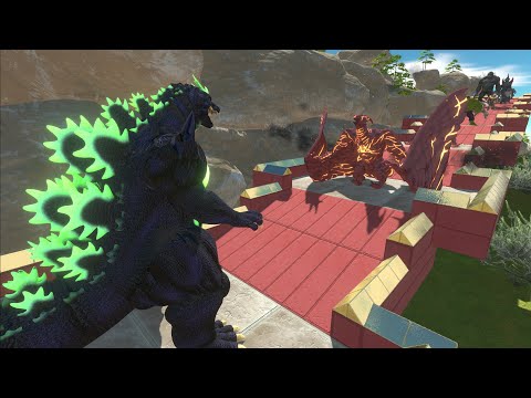 SUPER GODZILLA VS GHIDORAH & ALL GODZILLA DEATH CLIMB - Animal Revolt Battle Simulator