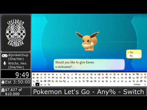 Speedrun Ragnarok 2019: Pokémon Let's Go Pikachu/Eevee - Any% Eevee by dijonketchup