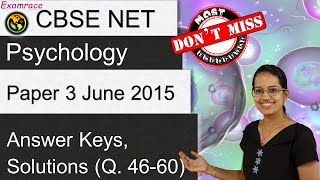 Download Lagu CBSE NET June 2015 Psychology Paper 3 (Q.46-60): Answer Keys, Solutions u0026 Explanations Thumbnail
