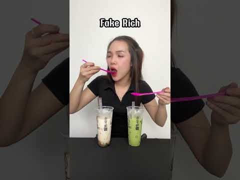 How to recognize Real Rich and Fake Rich milk tea drinkers 🧋 #funny #challenge #mukbang #milktea