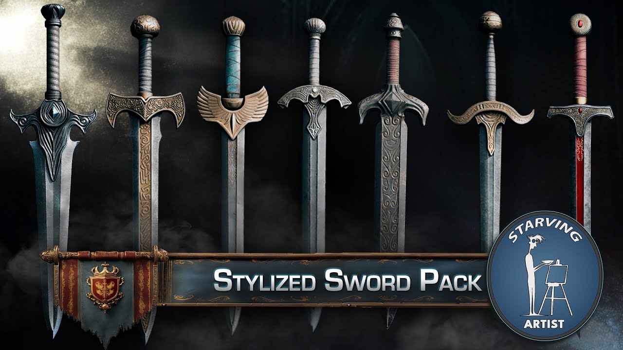 Stylized Sword Pack for Blender & Game Design | 3D Weapon Assets