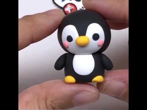 cute penguin 🐧 with fomic clay#creative #diy#keychain#clayart