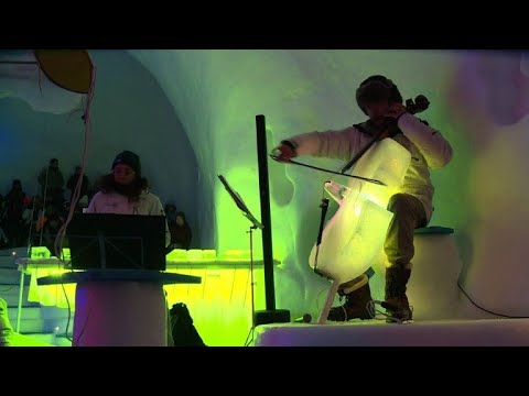 Ice orchestra serenades skiers in Italian Alps