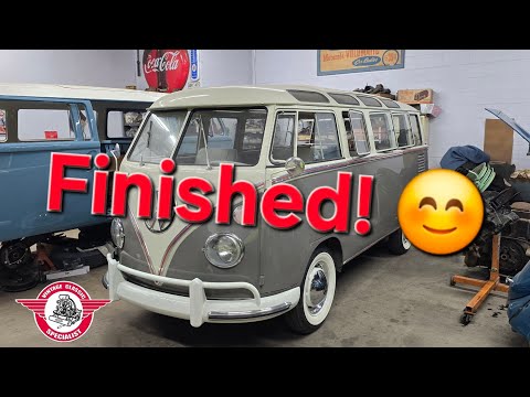 VCS Vintage VW Restoration shop daily update, Episode 597, the beautiful Mouse Gray '63 Bus is done!