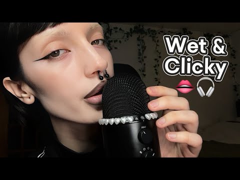 Wet Clicky Mouth Sounds directly ON mic [no talking]