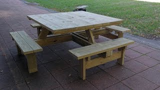 Square or Round Outdoor Timber Picnic Table