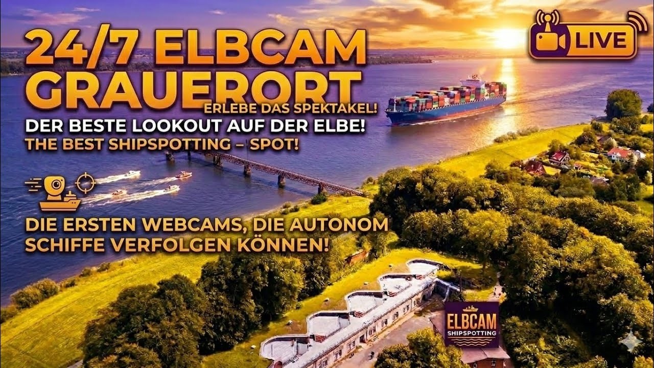 Live webcam view of Grauerort Landing Pier Shipspotting