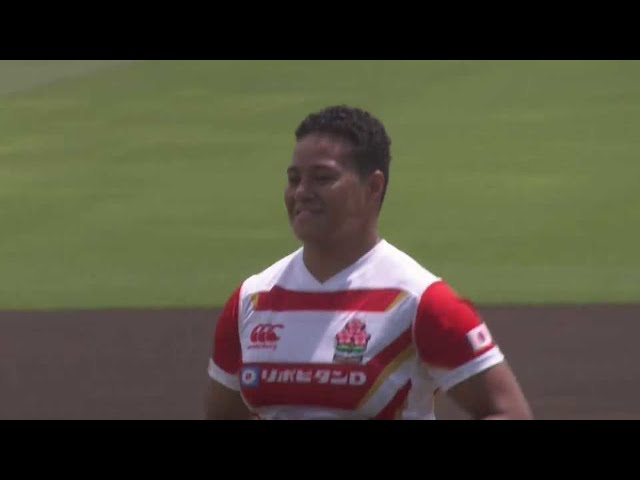 女子15人制ラグビー日本代表のマテイトンガ選手が始球式!! 2021/6/13 E-T