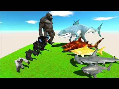 KING KONG of Evolution VS KING SHARK of Evolution - Animal Revolt Battle Simulator