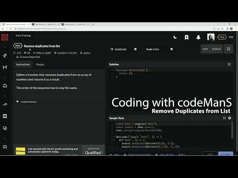 Codewars Javascript Remove Duplicates From List