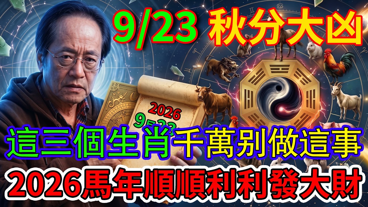 2026年9月23日秋分大凶！易經警告：這三個生肖犯太歲，秋分當天千萬別干這件事，否則破財衰整年！#易經玄機堂 #2026運勢 #秋分禁忌 #生肖運勢 #破財化解 #招財秘訣#易經風水#生肖運勢#十二