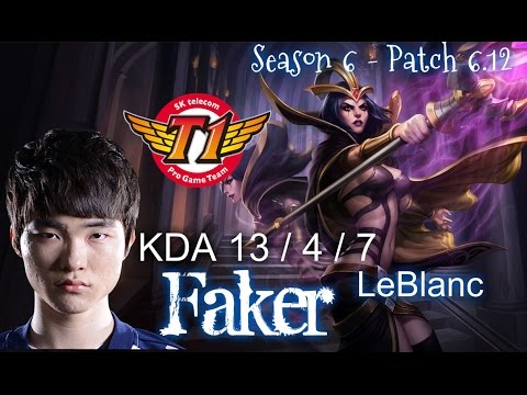 SKT T1 Faker LEBLANC Mid vs Aurelion Sol - Patch 6.12 KR | League of Legends