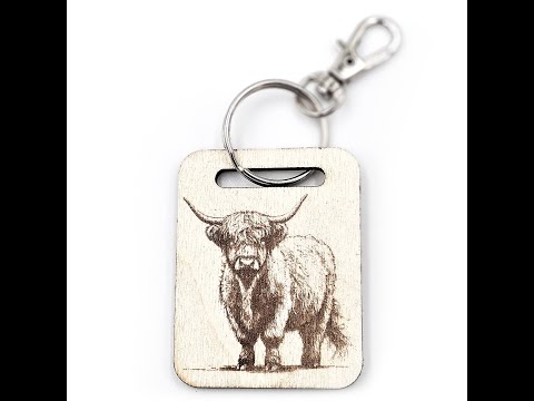 Highland Cow Wooden Keyring